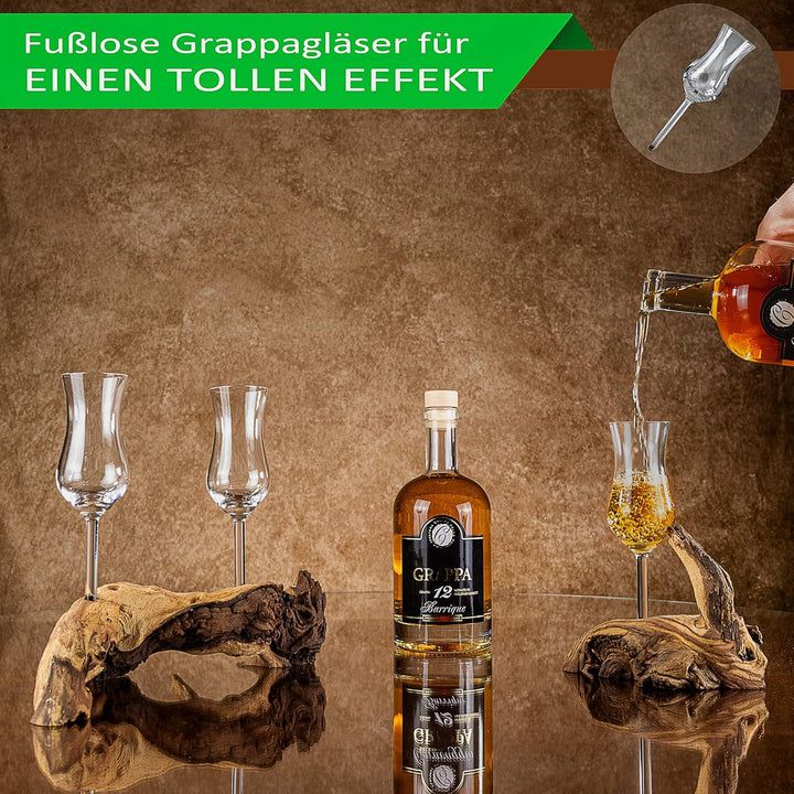 Deggelbam Schnapsgläser/Grappagläser/Grappawurzel edel auf Einer Wurzel aus echtem Holz. Jedes Stück