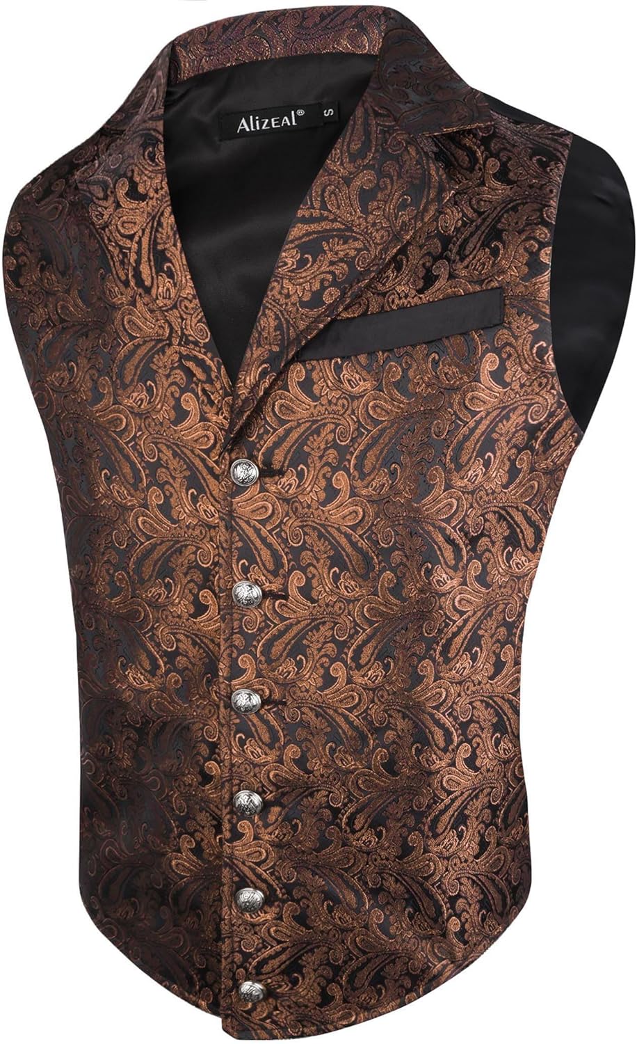 Alizeal Herren Paisley Weste Viktorianische Steampunk Gothic Formelle Casual für Party Bankett Anzug