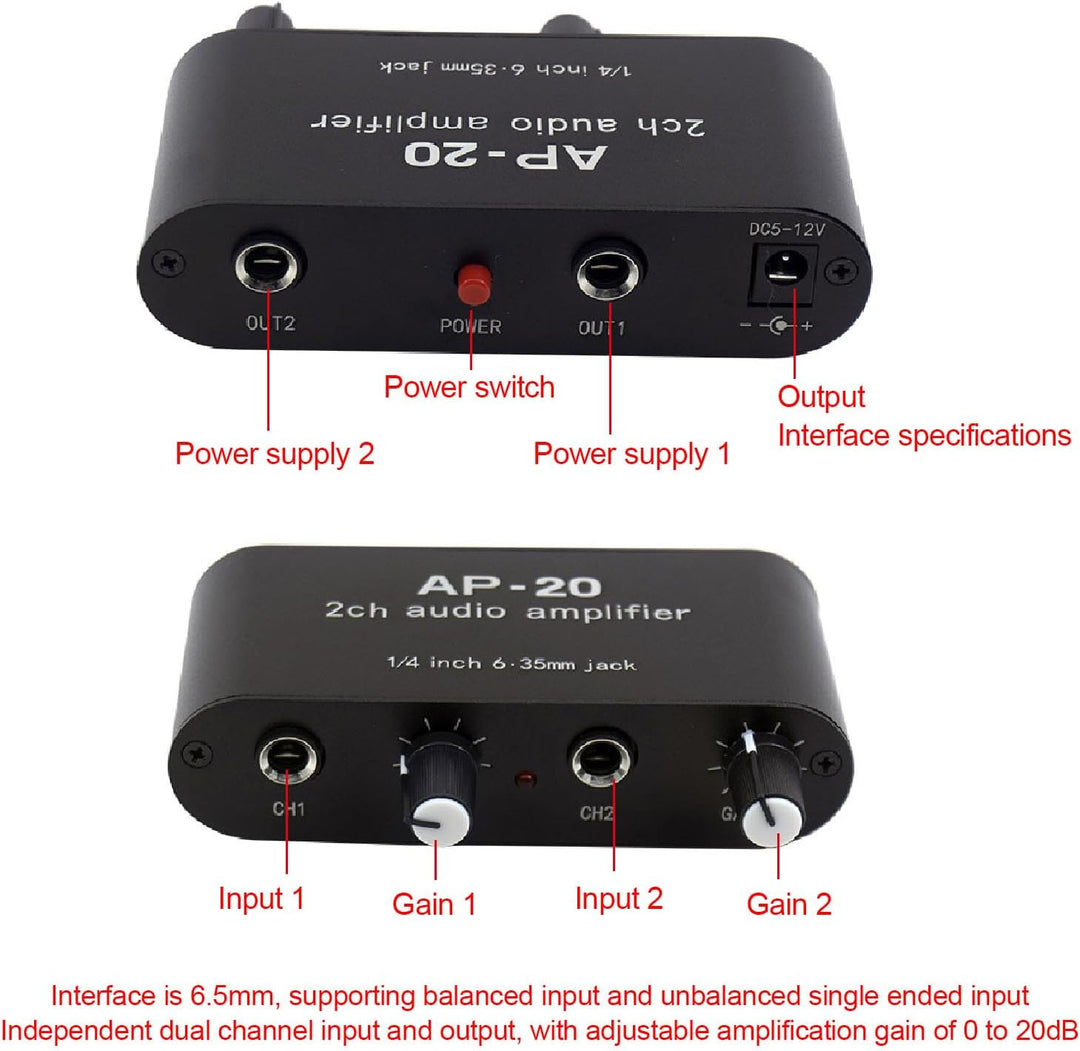 Professional Doppelk-Soundverstärker, Eingang von 20 dB Eingang von 20 dB mit variabler Leistung DC
