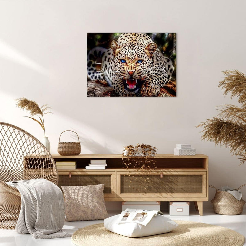 ARTTOR Bilder auf Leinwand Panther Tier Leinwandbild mit Rahmen 70x50cm Wandbilder Dekoration Wohnzi