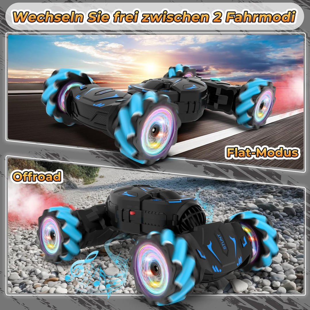 Pristar Ferngesteuertes Auto, RC Car Auto mit Licht und Sprühen, Drift Car Spielzeug 4WD 2,4 GHz 360