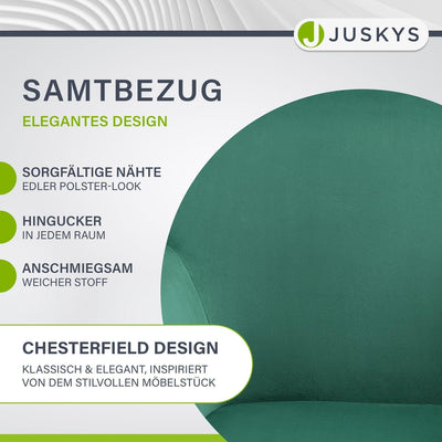 Juskys Esszimmerstühle 4er Set Tarje mit Rückenlehne & Armlehne, Metallbeine, Samt Bezug, bis 110 kg