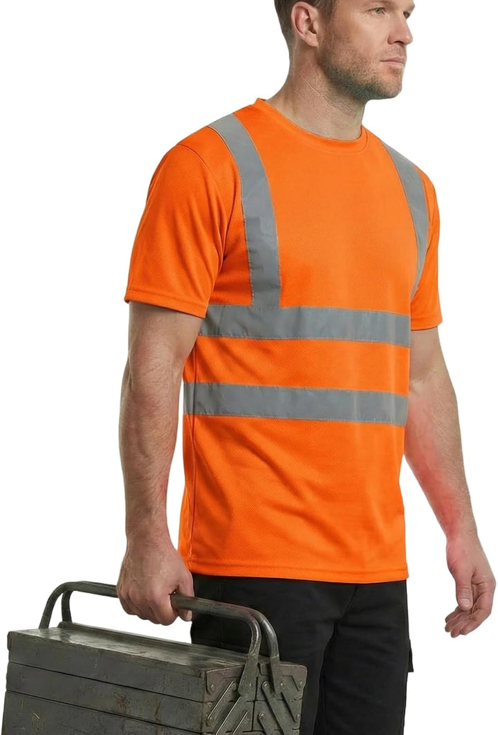 HYCOPROT Warnschutz T-Shirt Warnweste Reflektierend Warnweste Atmungsaktiv Leicht Kurzarmshirt Kurza