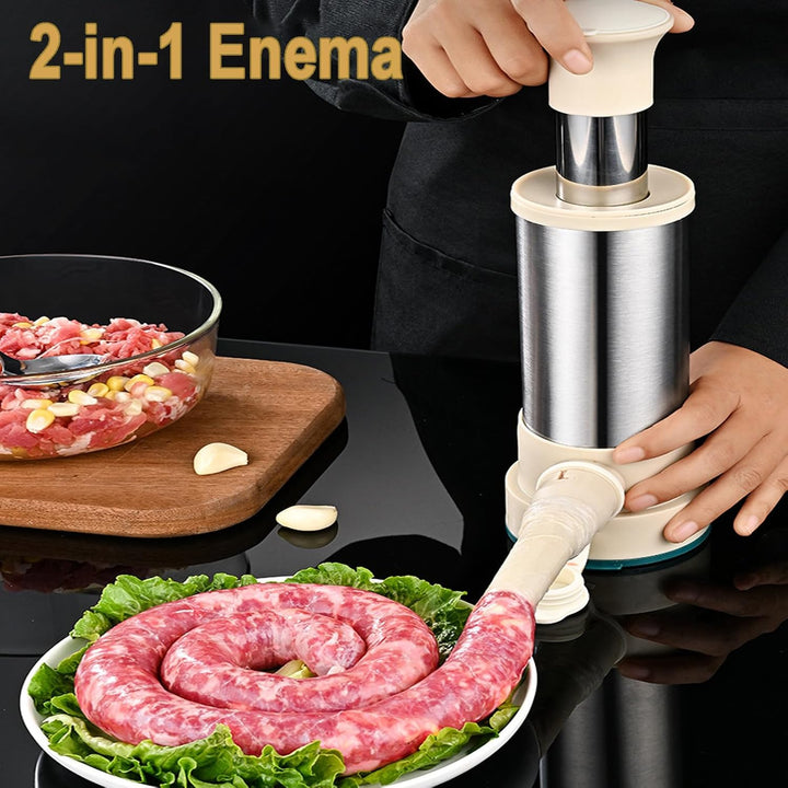 Wurstfüllmaschine Edelstahl, Manuell Wurstmaschine, Wurstfüller, Wurstfüller Füllrohre, 2 In 1 Wurst