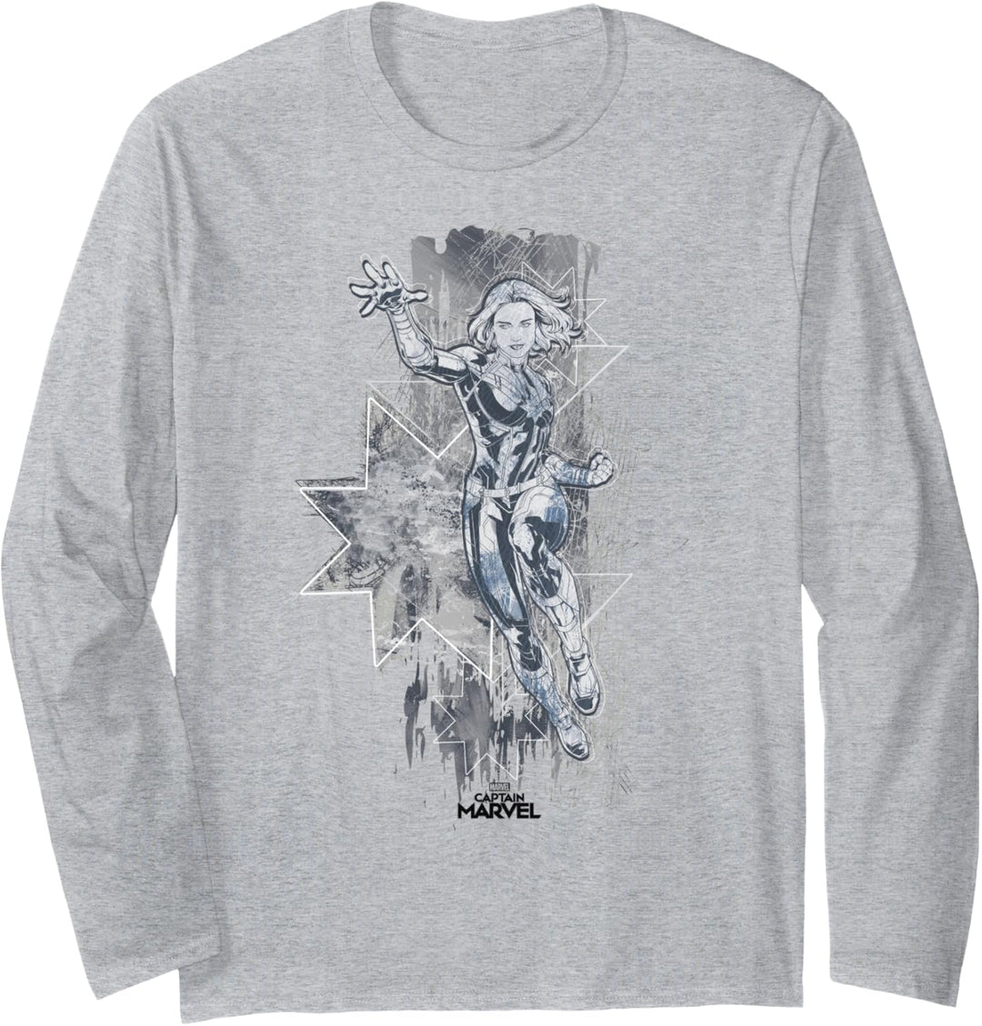 Captain Marvel Distressed Flight Portrait Langarmshirt