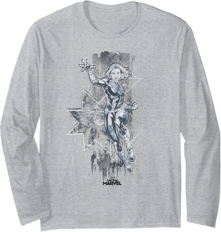 Captain Marvel Distressed Flight Portrait Langarmshirt