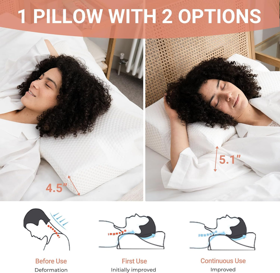 Elviros Orthopädisches Nackenkissen aus Memory Foam, Ergonomisches Kopfkissen Nackenschmerzen, für R