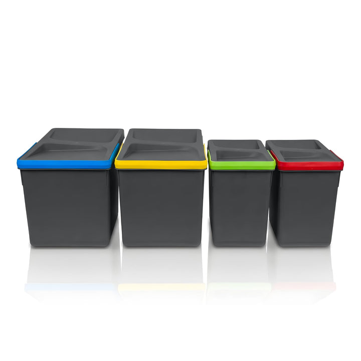 Mülltrennsystem 2x12l & 2x5l anthrazit, Mülleimer Küche für Schublade oder Unterschrank, geruchsdich