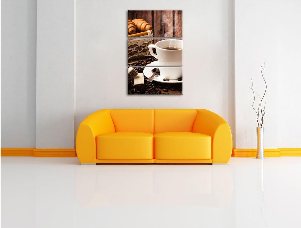 Pixxprint heiss aufgebrühter Kaffee 3-Teiler Leinwandbild 120x80 Bild auf Leinwand