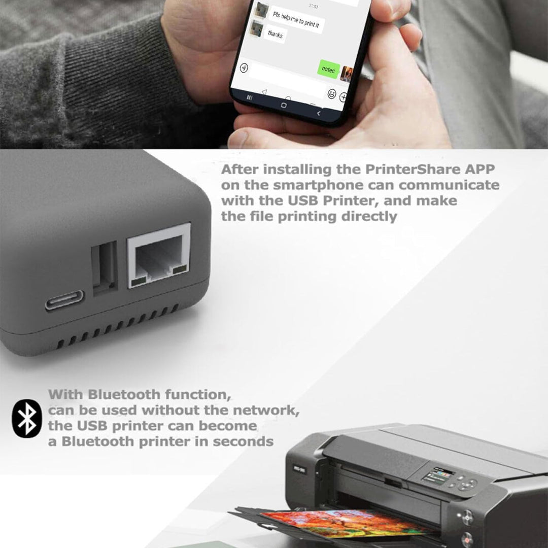 Bewinner Network Print Server – 10/100 Mbit/s auf USB 2.0 LAN Print Share Server-Adapter 5 V für Win