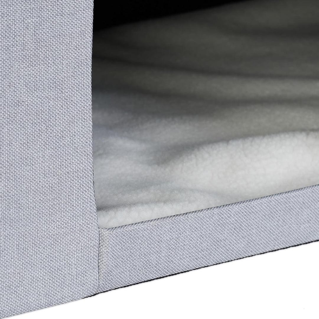 Relaxdays Katzenhöhle faltbar, 100kg belastbare Sitzbank, Deckel, Kissen, HBT: 40,5 x 72 x 40,5 cm,