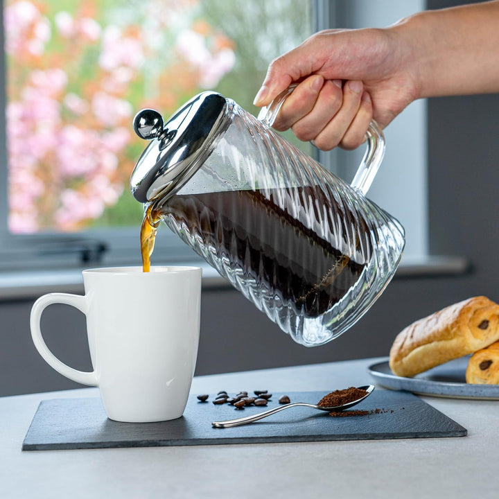 Café Olé Rotolo 6 Tassen Cafetière, doppelwandig isoliert, Glas und Edelstahl 5 Tassen Cafetière, 5