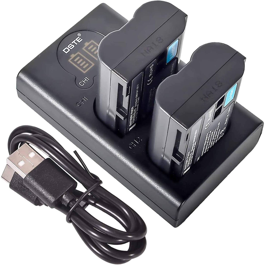 DSTE 2X EN-EL15 Ersatz Batterie + Duales USB-Ladegerät mit LCD-Display Kompatibel mit Nikon 1 V1,D72