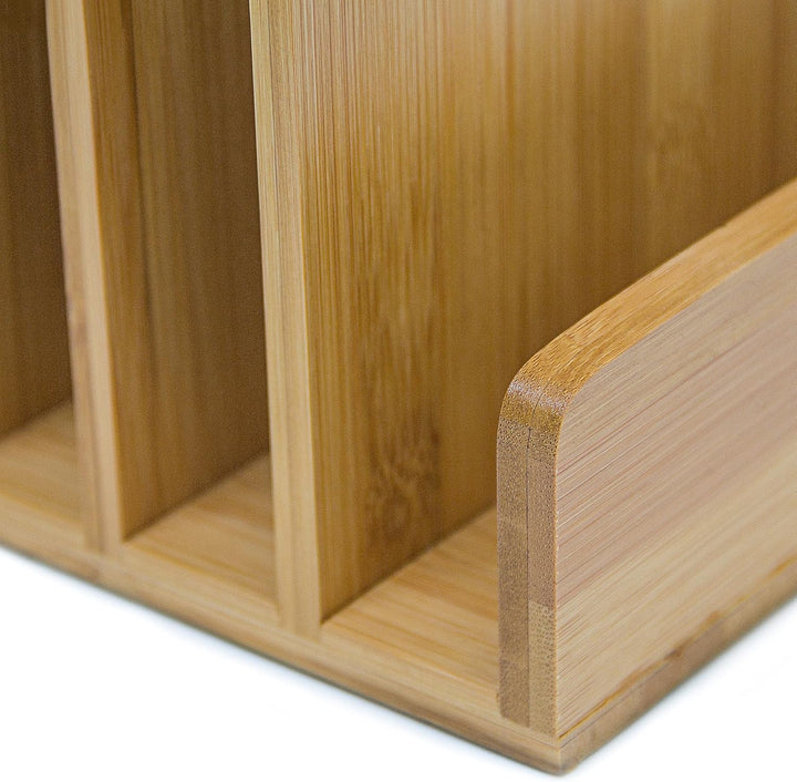 Relaxdays Dokumentenhalter Bambus, 5 Fächer, Prospekte, Zeitschriften, Briefablage, HBT: ca. 23 x 24