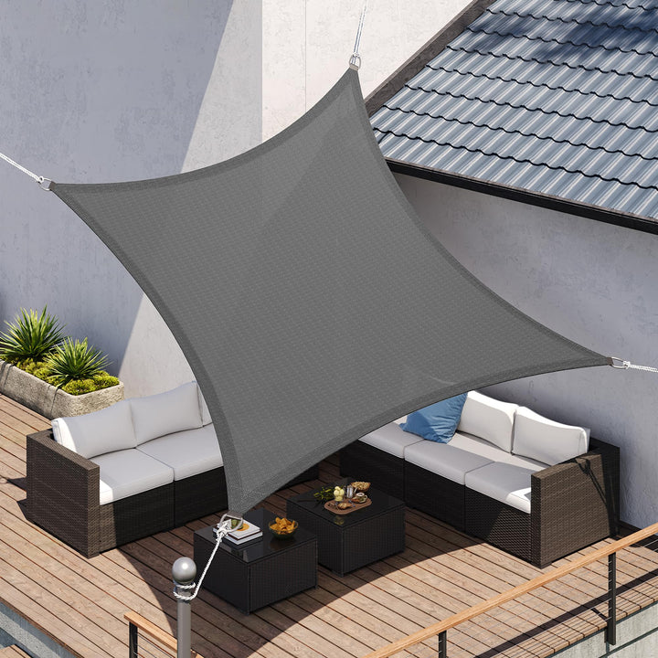 SONGMICS Sonnensegel 3 x 5 m, Sonnenschutz aus HDPE-Gewebe, luftdurchlässig, wasserdurchlässig, für