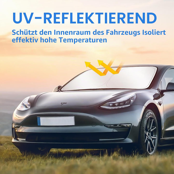 ZATOOTO Sonnenschutz Auto Frontscheibe für Tesla Model Y Model 3,Faltbar | Windschutzscheibe Sonnens
