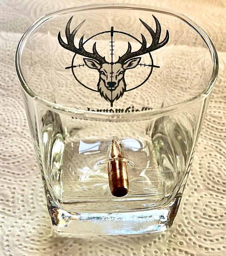 KolbergGlas Jäger Geschenk Glas mit realem Geschoss Cal.308 und Hunter Gravur -Jagd Geschenke 0,3 L