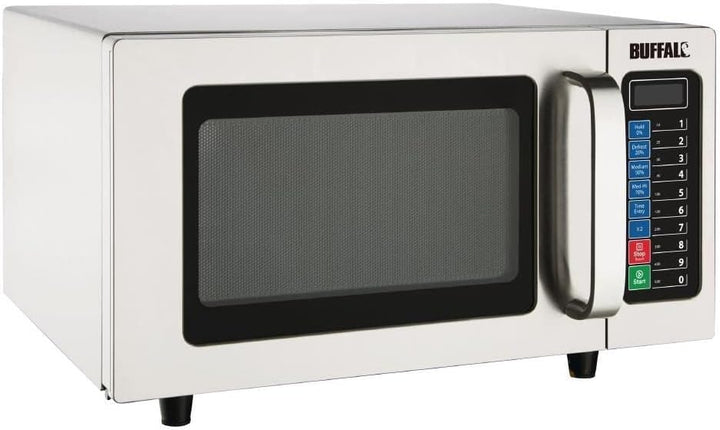 Buffalo 1000 W programmierbare kommerzielle Mikrowelle 25 Liter, Edelstahl, 5 Leistungsstufen, inklu
