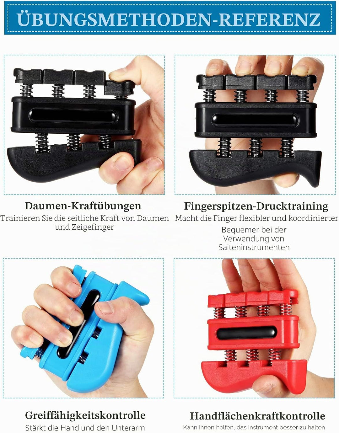 BBTO 4 Stück Fingerverstärker, Handtrainer, Federtrainer, Fingerübungswerkzeug für Gitarre, Klettern