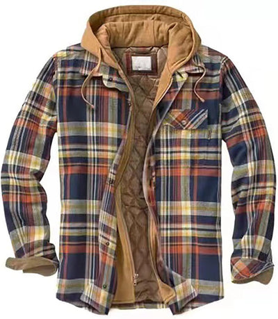 TIMELYE Herren Übergangsjacke Hemdjacke Kariert Winterjacke Warm Dickeshemd Kapuzenjacke Klassisch T