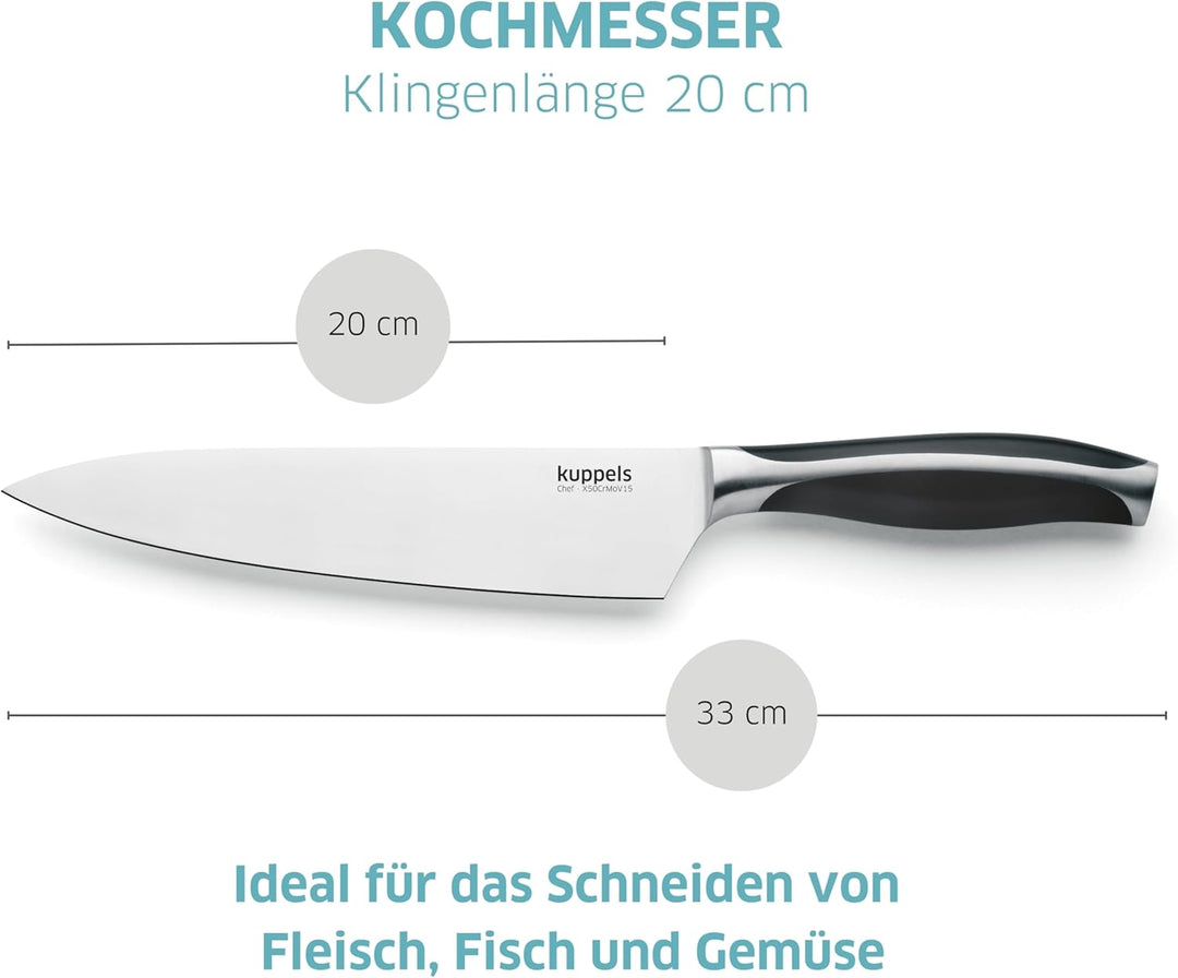 Kuppels CHEF Kochmesser | exzellente Schärfe & Schnitthaltigkeit | hochwertiger Klingenstahl | schar
