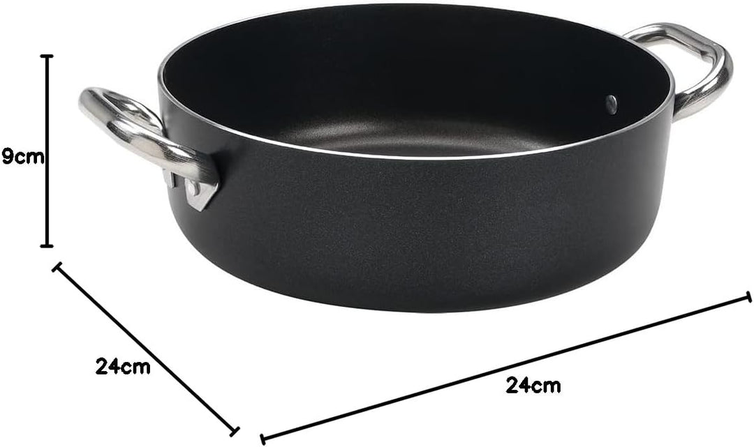 Pentole Agnelli Kasserolle ALSA106SS24 Alblack B-Crist Cm24 24 cm, 24 cm
