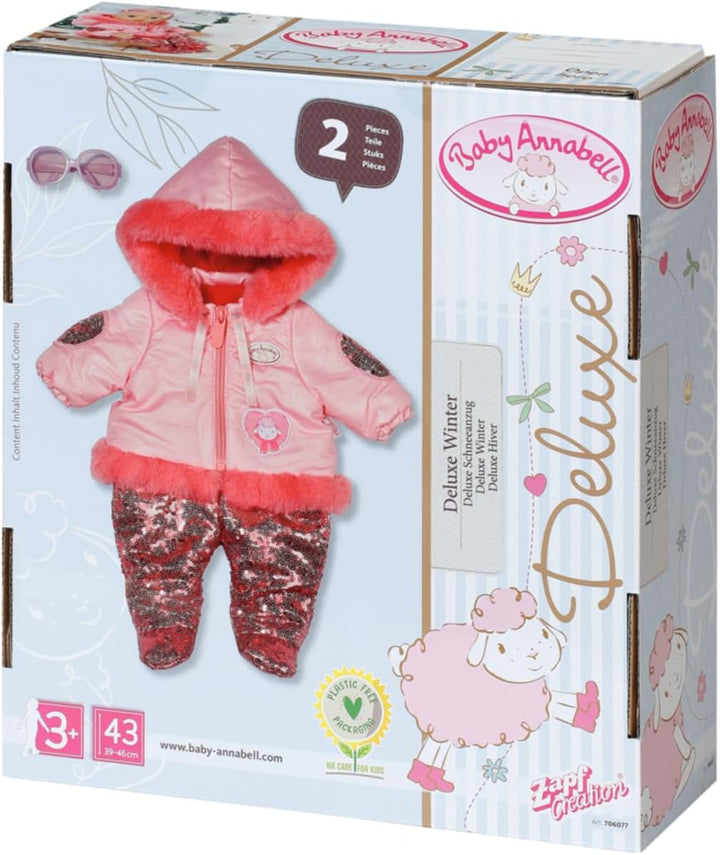 Baby Annabell Deluxe Winter 43cm - Puppenkleidung Puppenoutfit für den Winter, rosa Puppen-Schneeanz