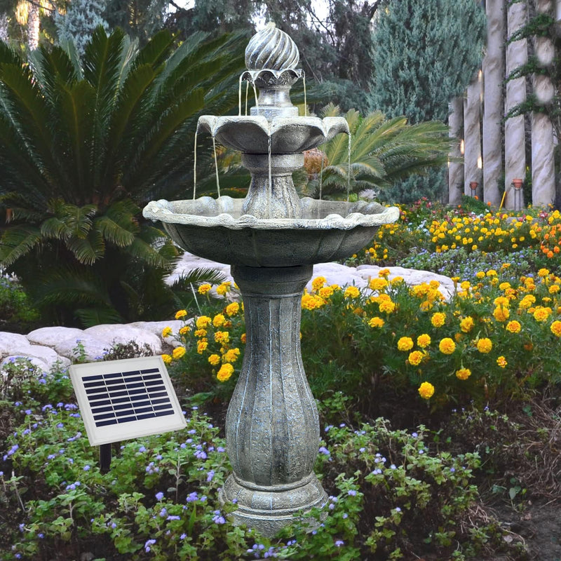 Solar Gartenbrunnen Brunnen Solarbrunnen Klassik-Garten Zierbrunnen Wasserfall Gartenleuchte Teichpu