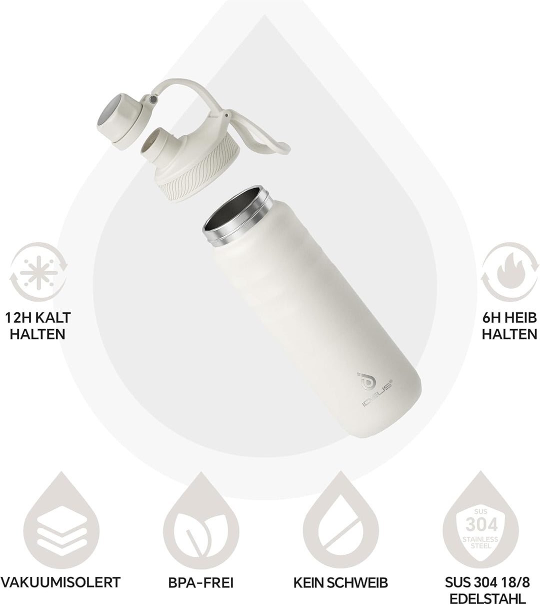 IDEUS Vakuumisolierte Wasserflasche, 24oz (710 ml) Edelstahl Doppelwand Flasche Metall Sport Kantine