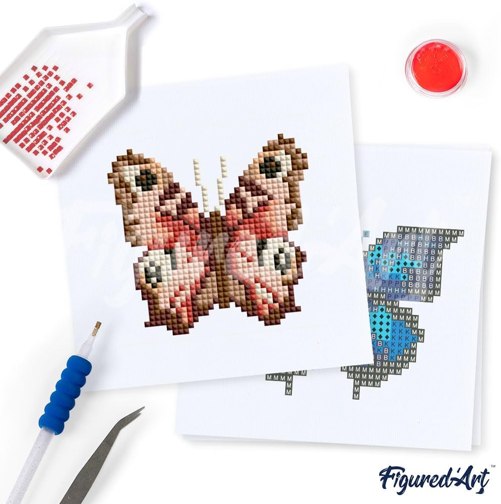Figured'Art Mini Serie Diamond Painting Erwachsene - Schmetterlinge - Premium-Box mit 9 Stück 15x15