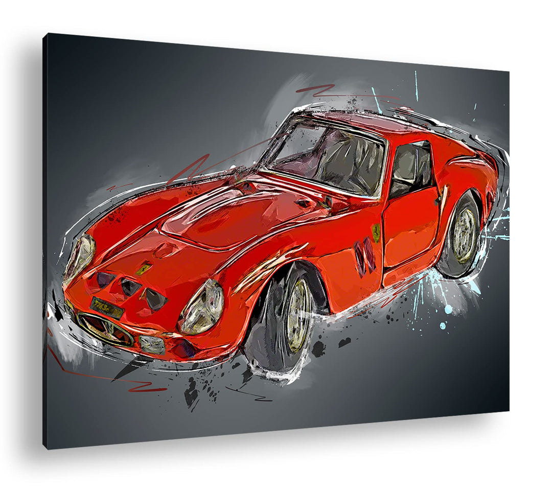 deyoli gezeichneter Sportwagen Format: 100x70 als Leinwandbild, Motiv fertig gerahmt auf Echtholzrah