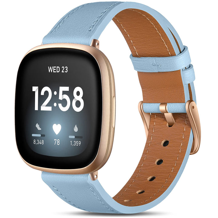 CeMiKa Leder Armband Kompatibel mit Fitbit Sense/Fitbit Versa 3 Armband, Original Lederband Ersatzba