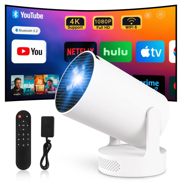 Mini Projektor 4K Beamer Tragbarer Minibeamer 2.4/5G Dual WiFi6 Android 11 1080P Full HD unterstützt