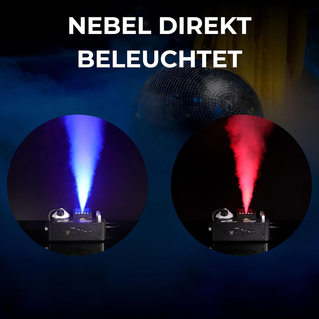 ETEC FOG 2000 LED RGB 3in1 DMX Vertikal-Nebelmaschine 1600 Watt CO2 Effekt 24x3 Watt Effektmaschine