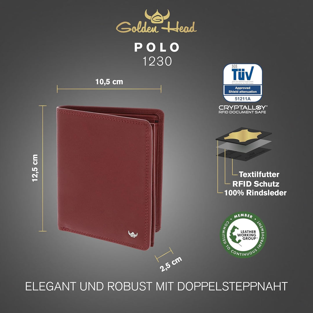 Golden Head Polo Geldbörse RFID Leder 10 cm