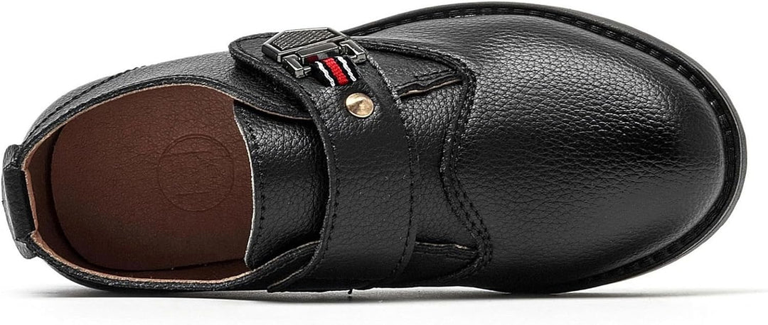 DADAWEN Anzugschuhe für Kinder Jungen Klettverschluss Halbschuhe Schule Uniformschuhe, 33 EU Schwarz