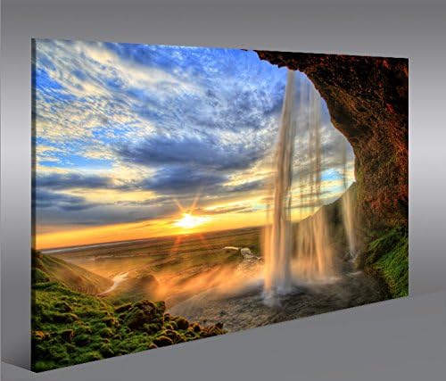 islandburner Bild Bilder auf Leinwand Wasserfall V4 1p XXL Poster Leinwandbild Wandbild Dekoartikel