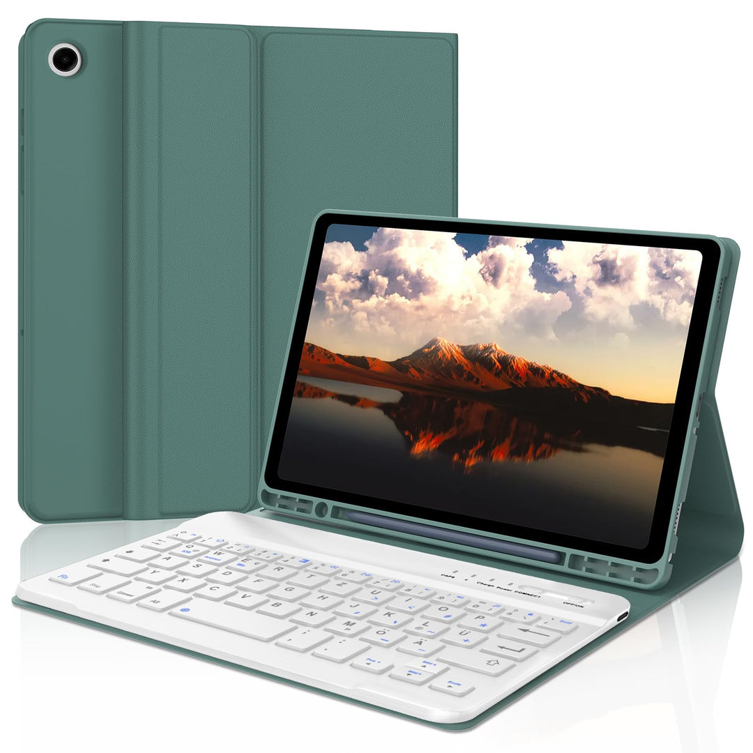 Tastatur Hülle für Samsung Galaxy Tab A9 8.7'' 2023, QWERTZ Deutsches Tastatur Magnetische Wireless