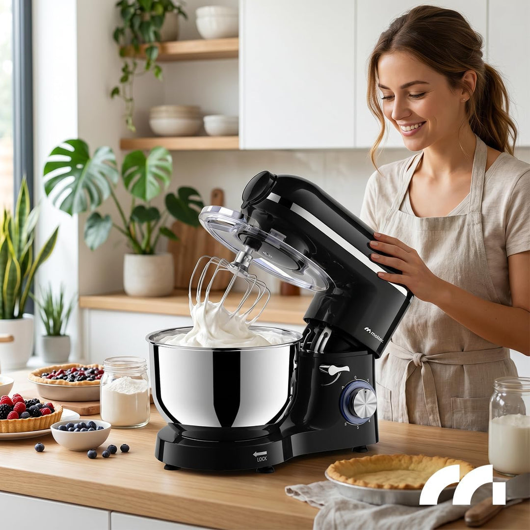 MalTec Küchenmaschine 3in1 2000W 6,2L mit Planetenrührwerk, Mixeraufsatz 1,5L, Fleischwolf, Nudelauf