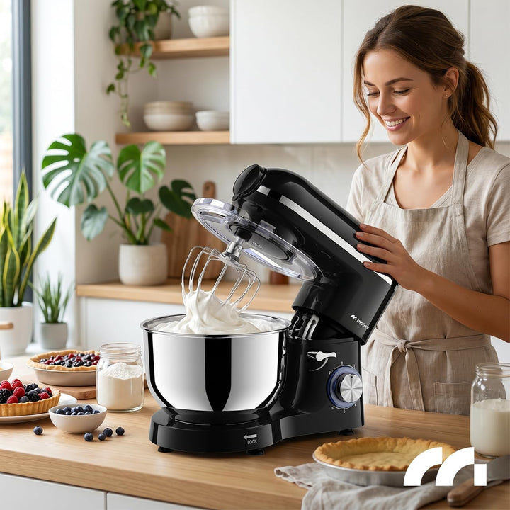 MalTec Küchenmaschine 3in1 2000W 6,2L mit Planetenrührwerk, Mixeraufsatz 1,5L, Fleischwolf, Nudelauf