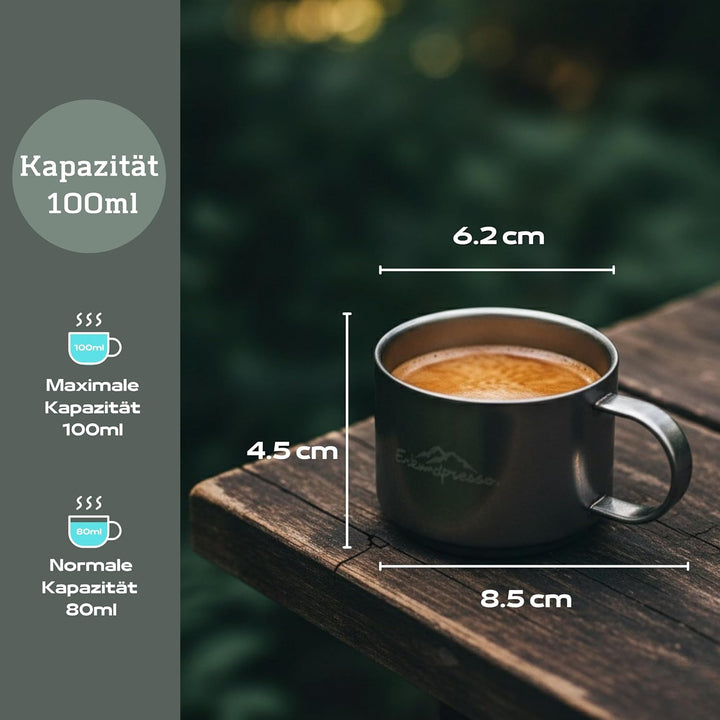 Doppelwandige Espressotassen 2er Set,Camping Kaffeetassen Isolierung aus hochwertigem Edelstahl,Indu