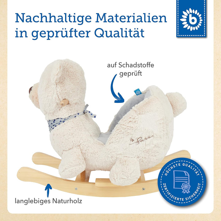Bieco Plüsch Schaukeltier Bär Creme 62x30x48cm | Schaukelpferd Baby | Schaukeltier Baby | Kinderscha