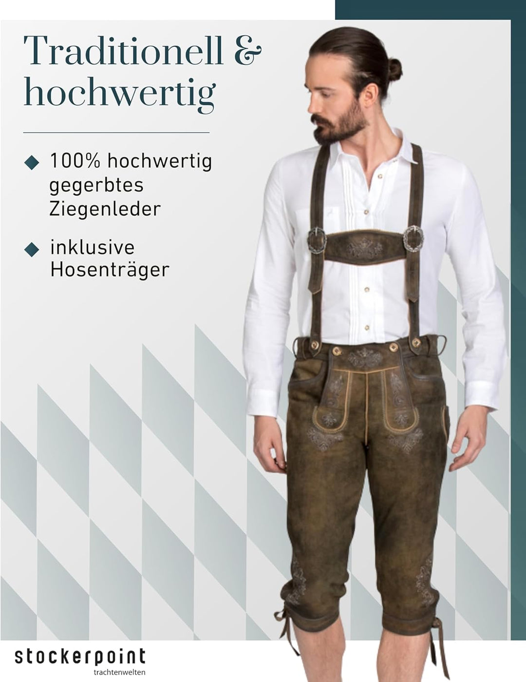 Stockerpoint Herren Trachtenlederhose Justin4 44 Bison Gespeckt, 44 Bison Gespeckt