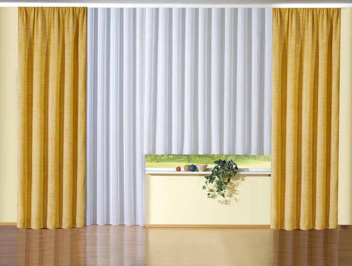 Georg Chr. Wirth Thermo Chenille Vorhang Jasmin unifarben, 335 g/qm Einzel Gardinenschal, gelb, 250X
