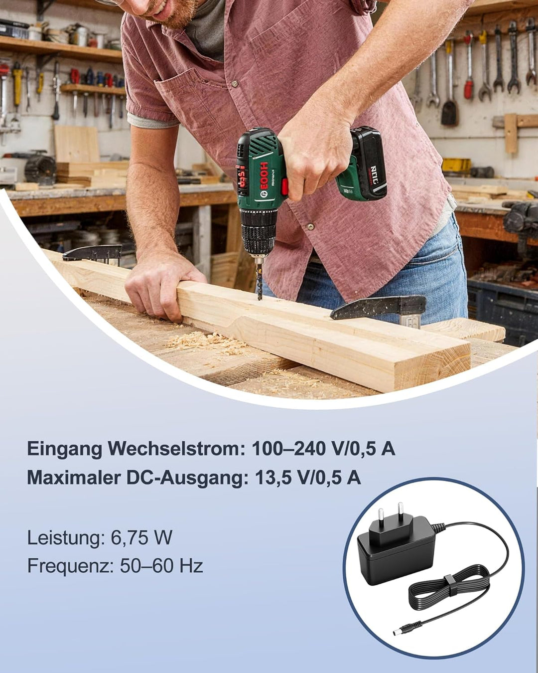 Ladegerät 13,5V für Bosch Bohrmaschine PSB 10.8 LI-2, PSB Easy LI-2,PSR 10.8 LI, PSR 10.8 LI-2,PSR 1