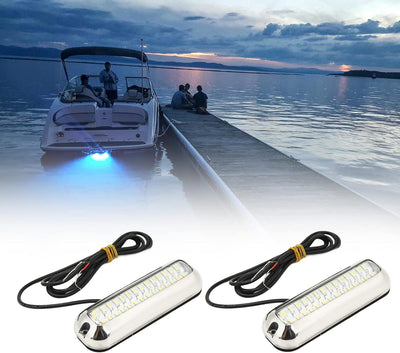 2 Stück Bootsnavigationslicht,Boots-Unterwasser LED Leuchten,Marine LED Leuchten 42 LED Wasserdichte