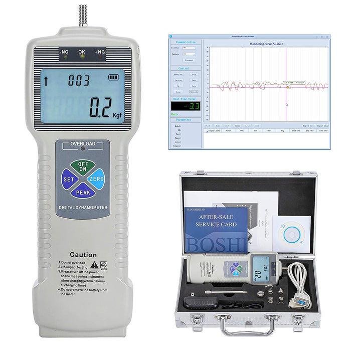 BAOSHISHAN Digitaler Kraftmesser Push-Pull-Messgerät-Tester mit USB-RS232-Schnittstelle Push-Pull-Me