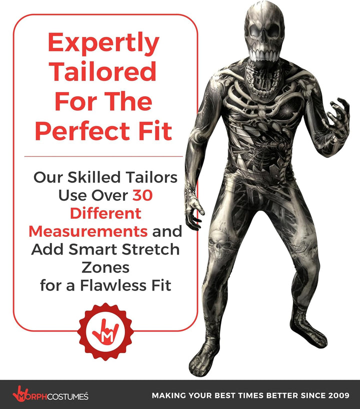 Morphsuits Skelett Kostüm für Erwachsene, Monster Verkleidung, Halloween und Karneval - XL XL Schäde