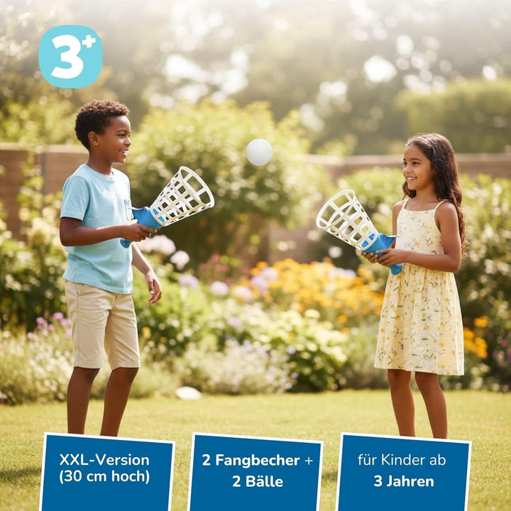 alldoro 60132 XXL-Fangballspiel, 4-teilig mit 2 Fangbechern & 2 Bällen, extra gross für Kinder ab 3