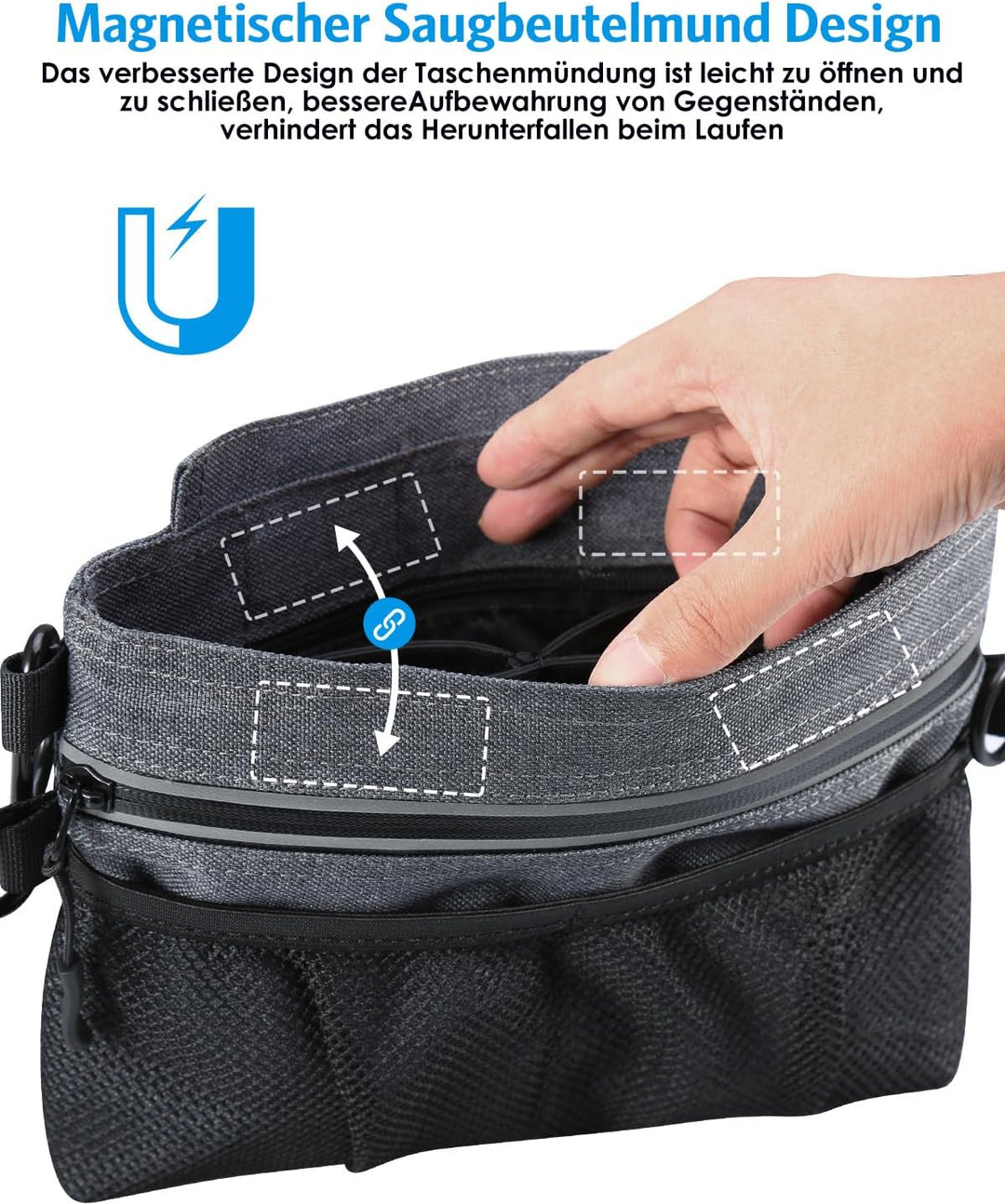 Brifit Leckerlitasche für Hunde mit Einhand-Magnet-Verschluss, Viel Stauraum für das Gassigehen & Hu